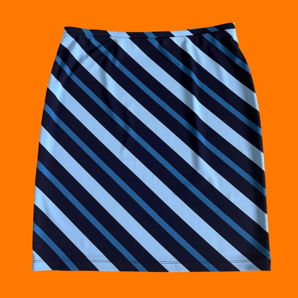 00's vintage blue striped minimalist downtown girl y2k skirt MEDIUM express